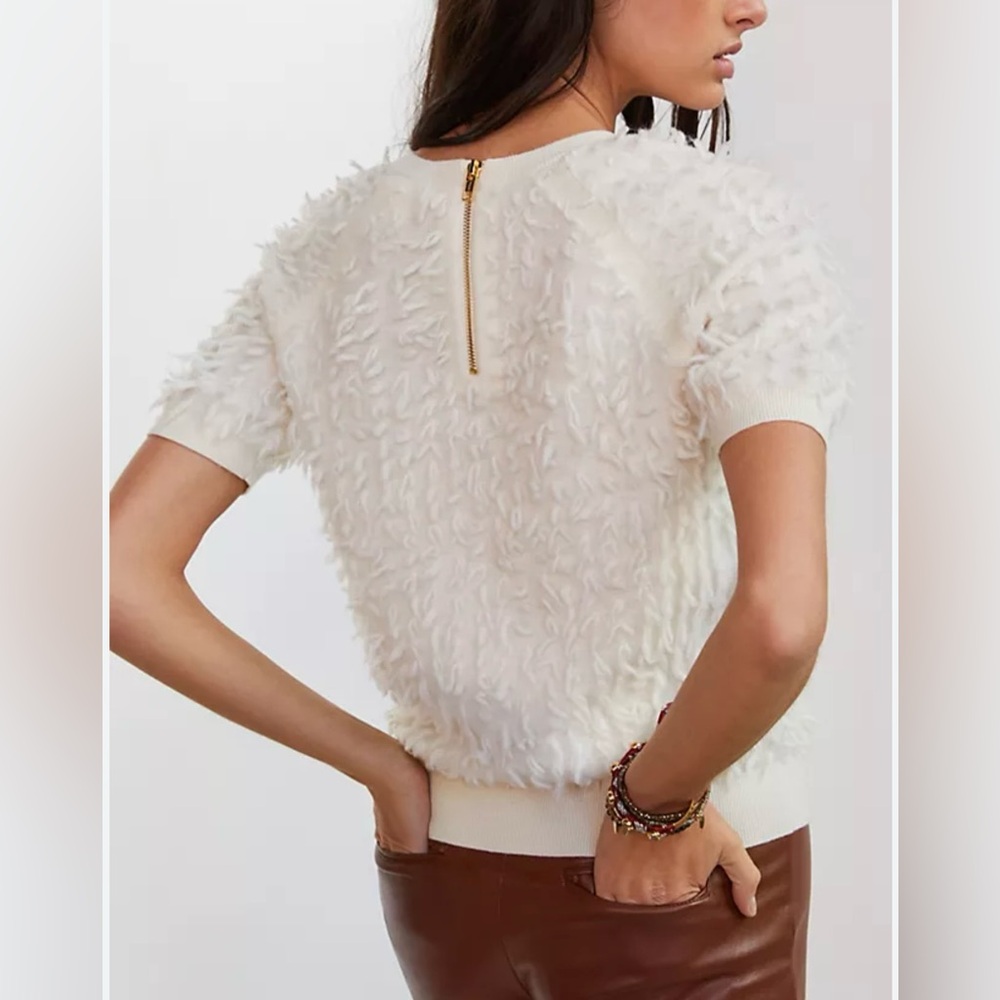 Anthropology Maeve Scottie Textured  wool Sweater Tee, size Small - Picture 4 of 12